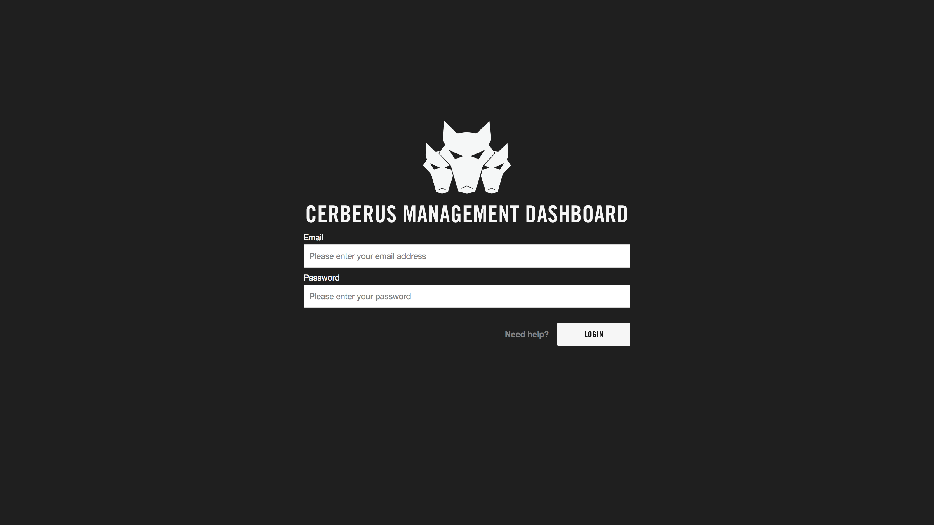 Cerberus Dashboard Login screenshot